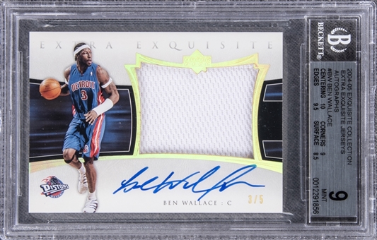 2004-05 UD "Exquisite Collection" Extra Exquisite Jerseys Autographs #BW Ben Wallace Signed Game Used Patch Card (#3/5) – BGS MINT 9/BGS 10